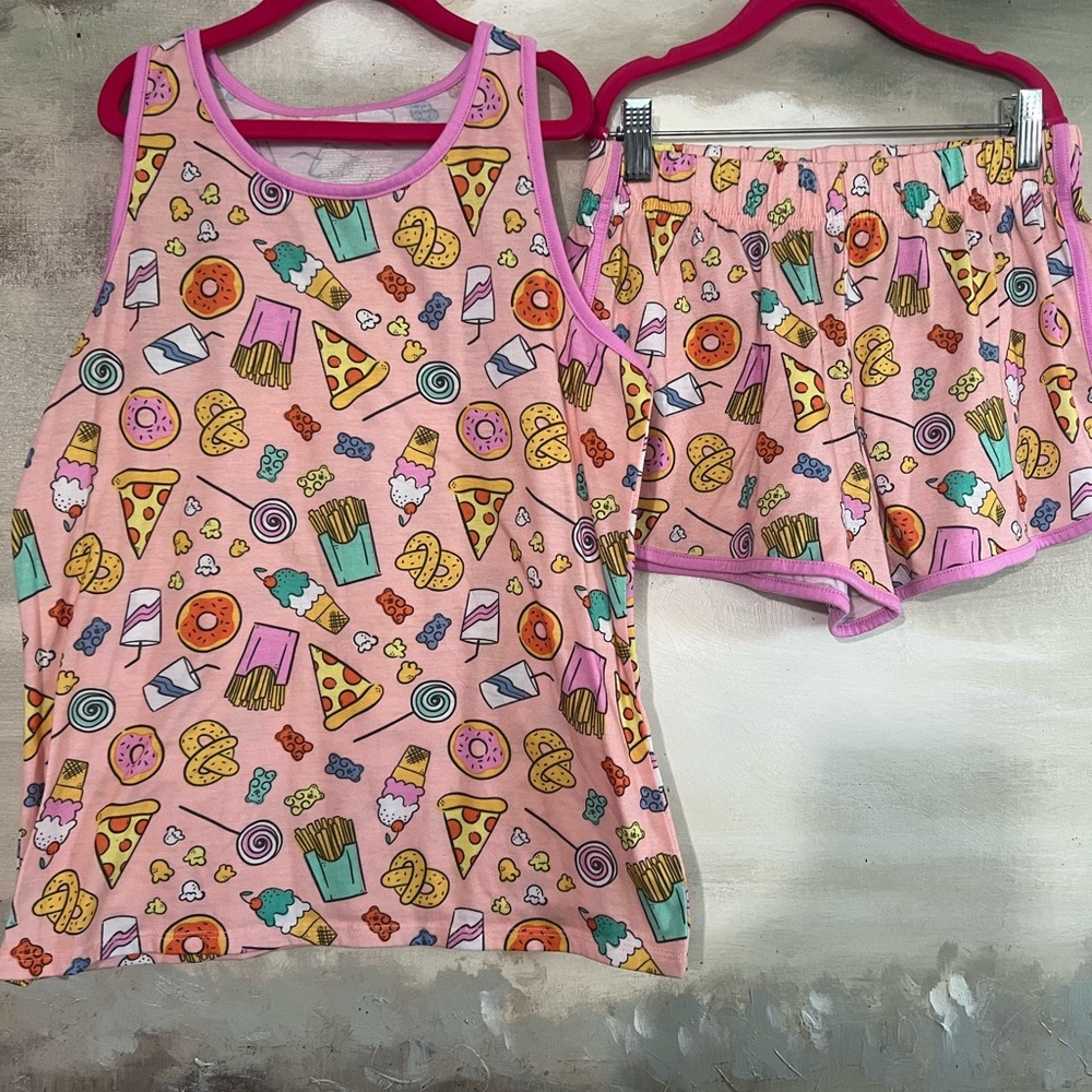 Cat & Jack Pink Snack-Print Tank Top & Shorts Pajama Set